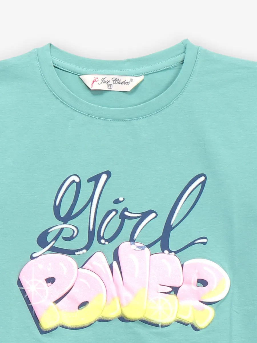 JUST CLOTHES mint green cotton crop top