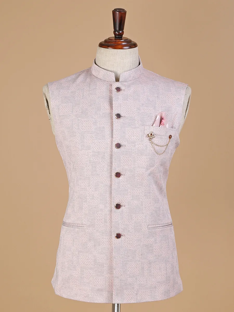 Jute peach textured waistcoat