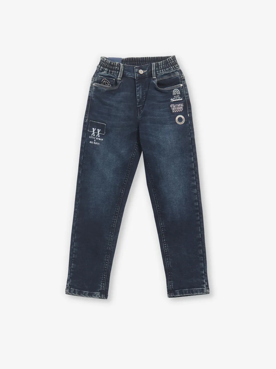 KEPEL blue washed denim jeans for boys