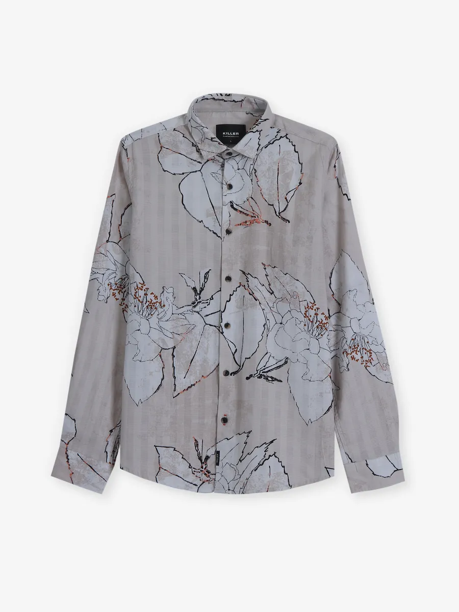 KILLER beige cotton printed shirt