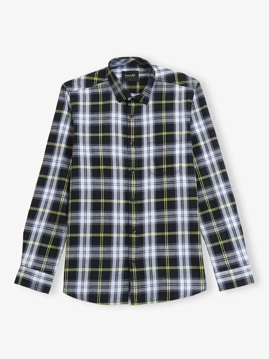 KILLER black check cotton casual shirt