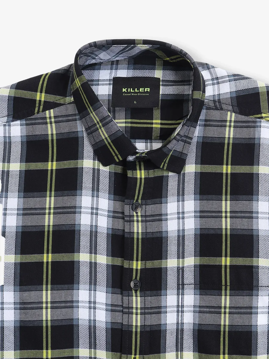 KILLER black check cotton casual shirt