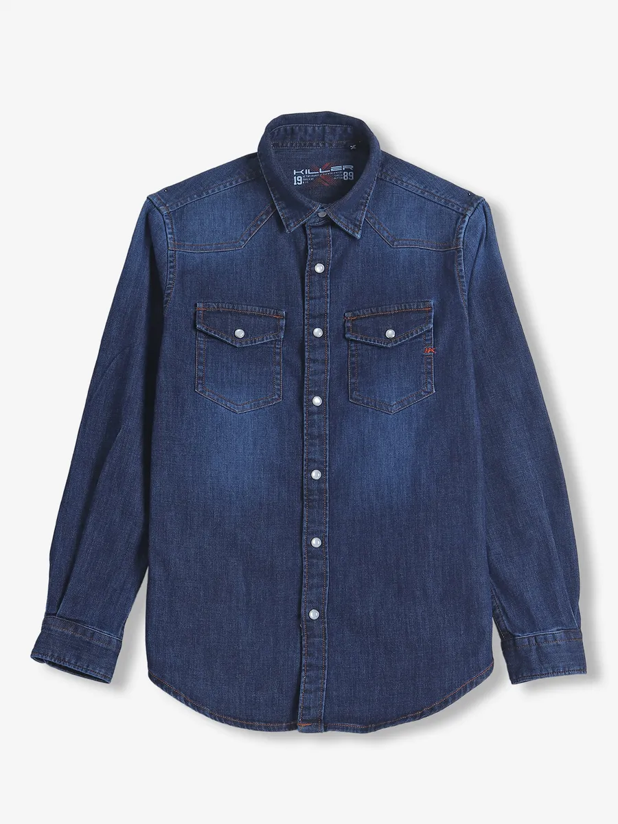 KILLER BOYS dark blue washed denim shirt