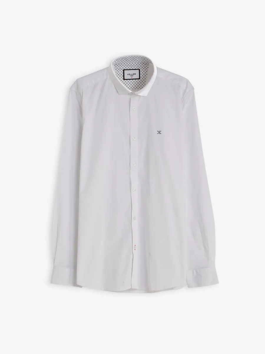 Killer cotton white plain shirt for casual