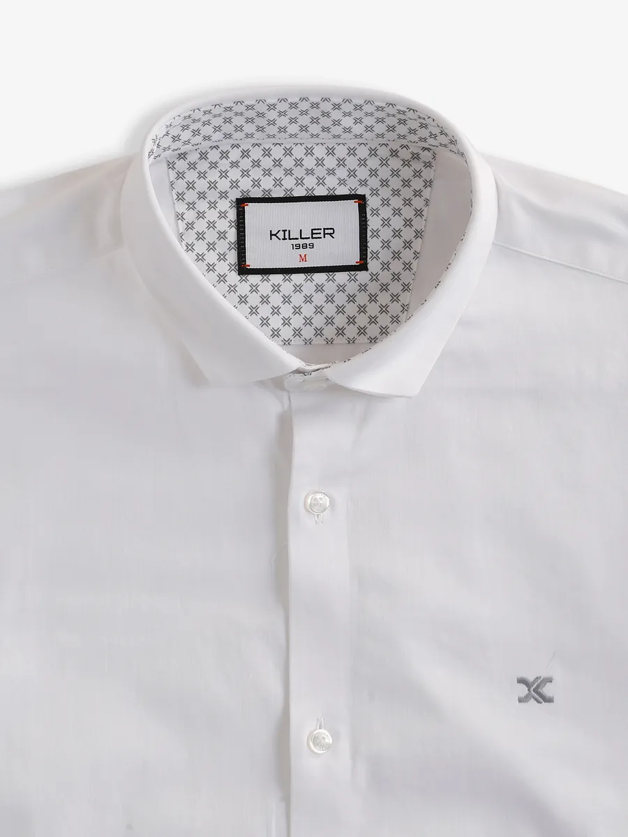 Killer cotton white plain shirt for casual