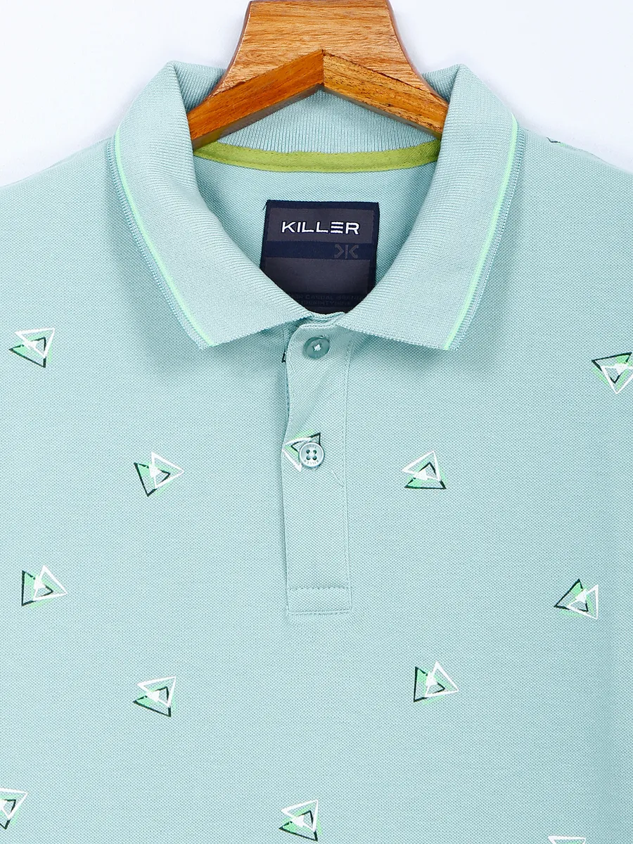 Killer green printed polo t shirt