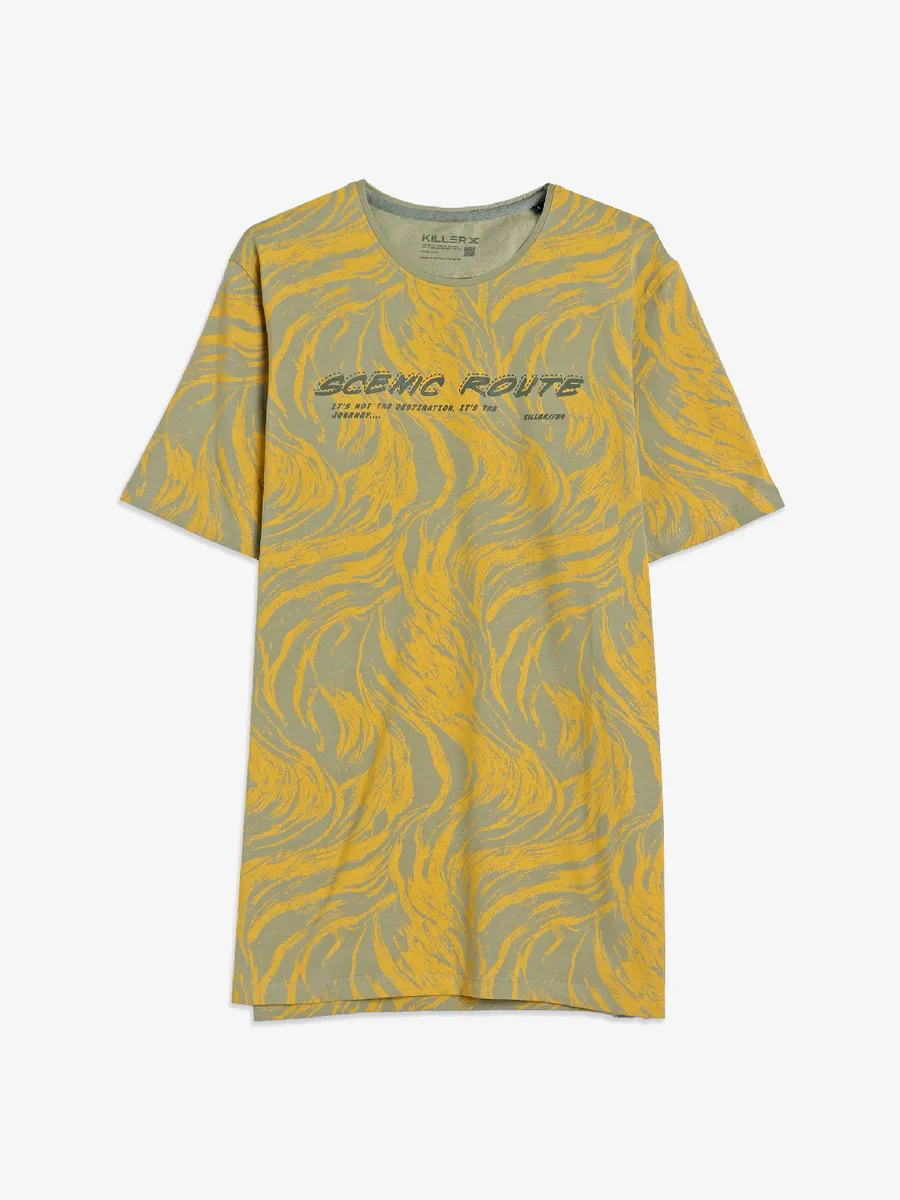 Killer grey and yellow cotton t-shirt