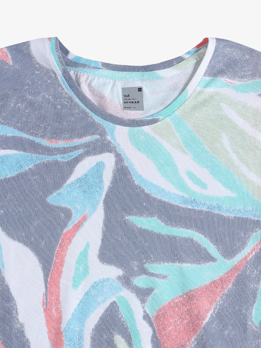 Spykar grey printed casual t-shirt