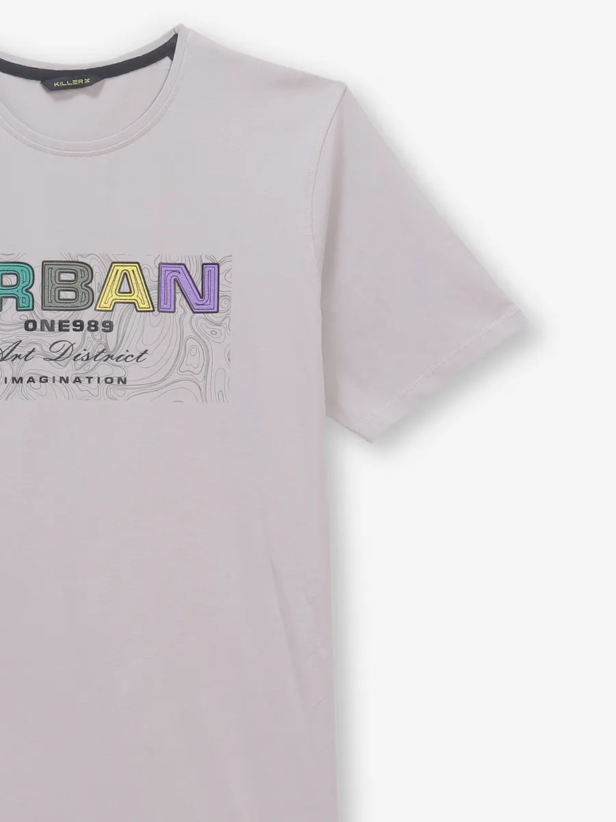 KILLER grey printed slim fit t-shirt