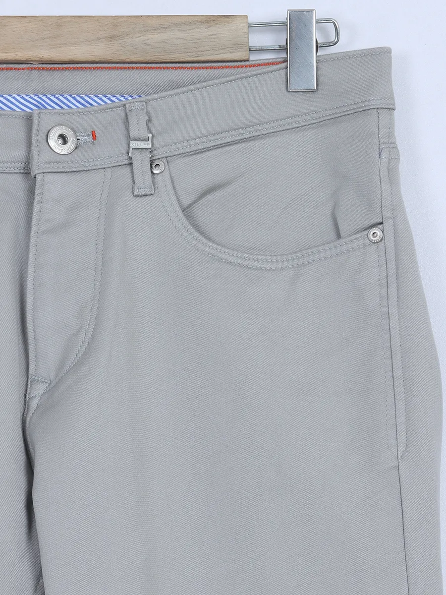 Killer grey solid cotton trouser