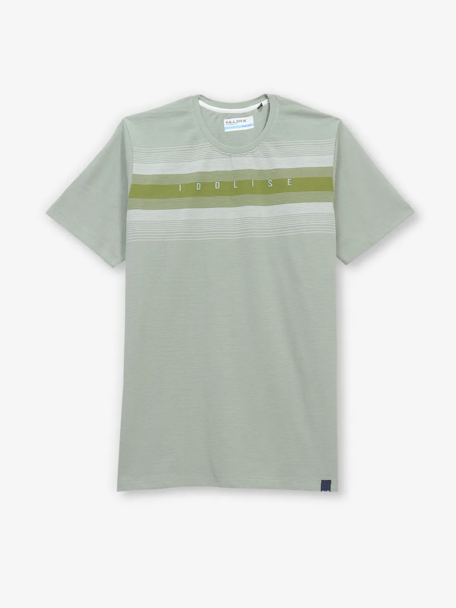 KILLER light green cotton slim fit t-shirt