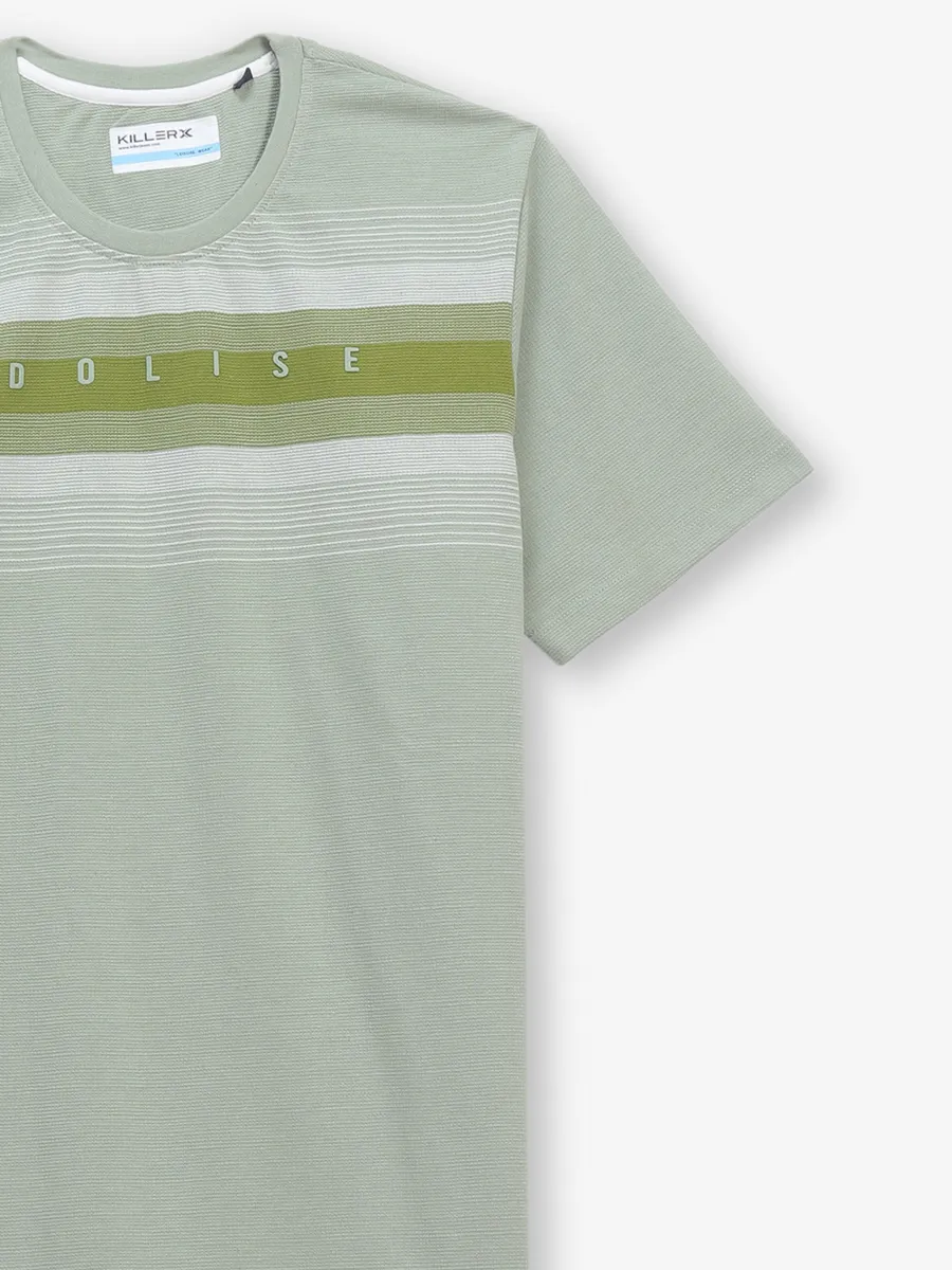 KILLER light green cotton slim fit t-shirt