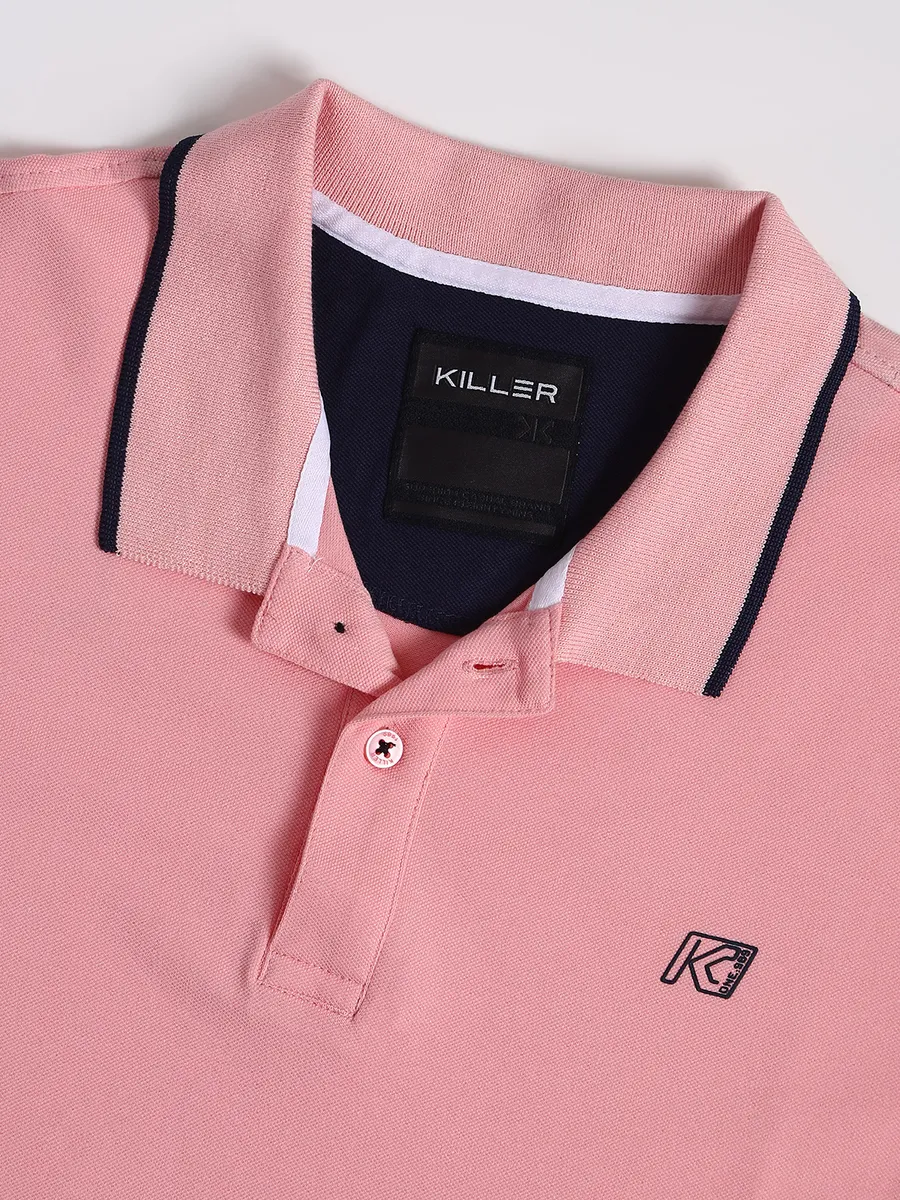 Killer light pink cotton polo t shirt