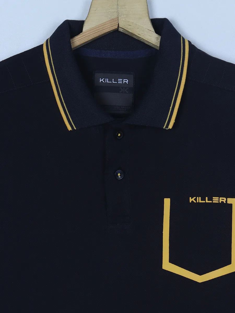 Killer navy plain cotton polo t shirt
