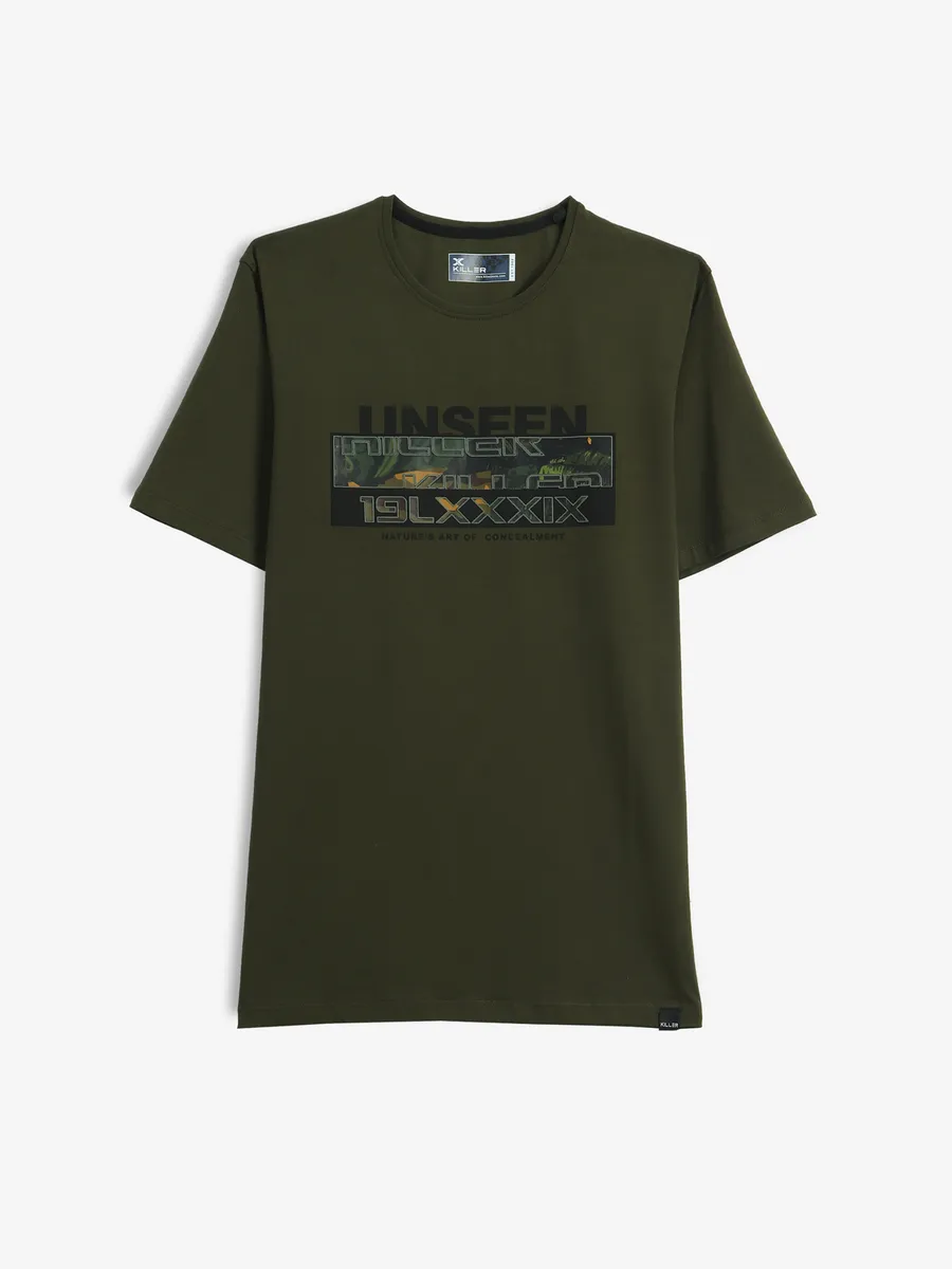 KILLER olive plain cotton t-shirt