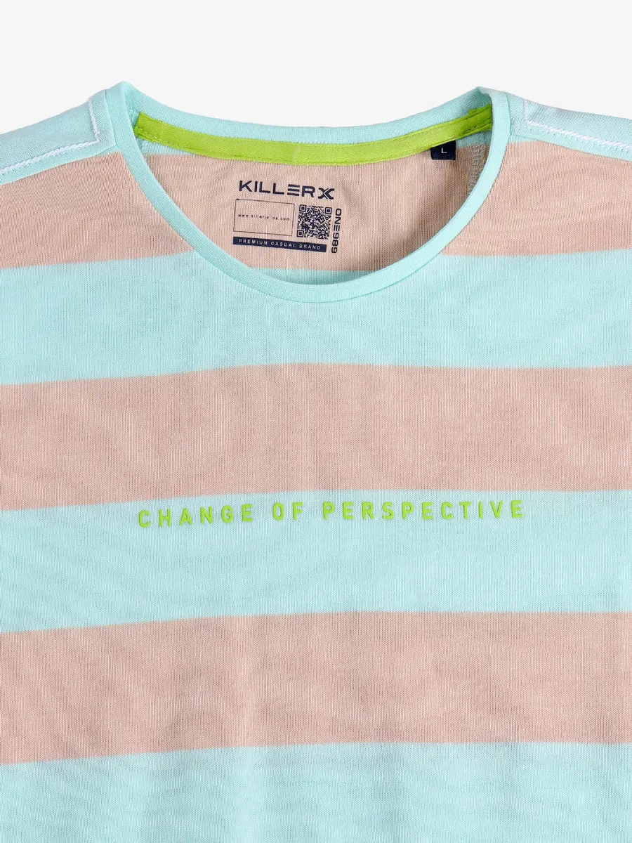 Killer peach and green stripe t-shirt