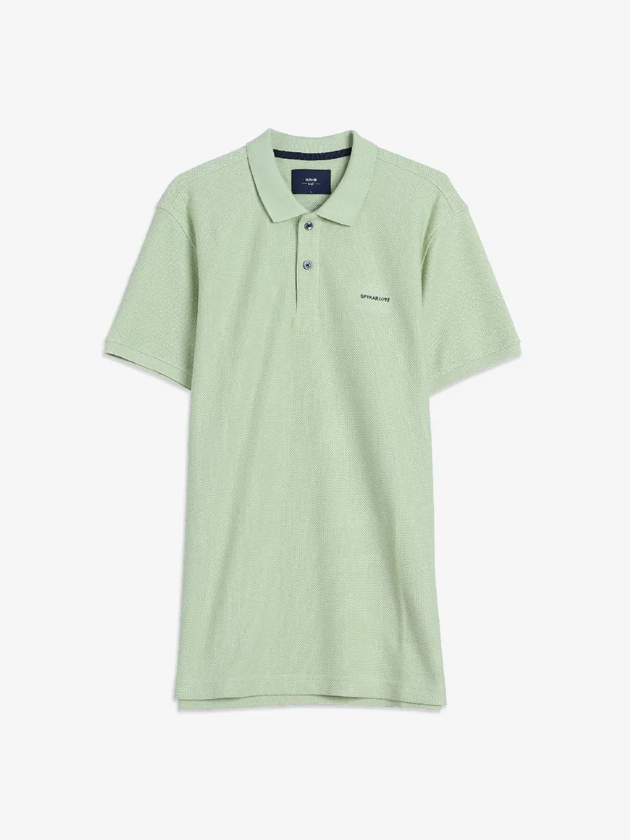 Spykar pista green plain polo t-shirt