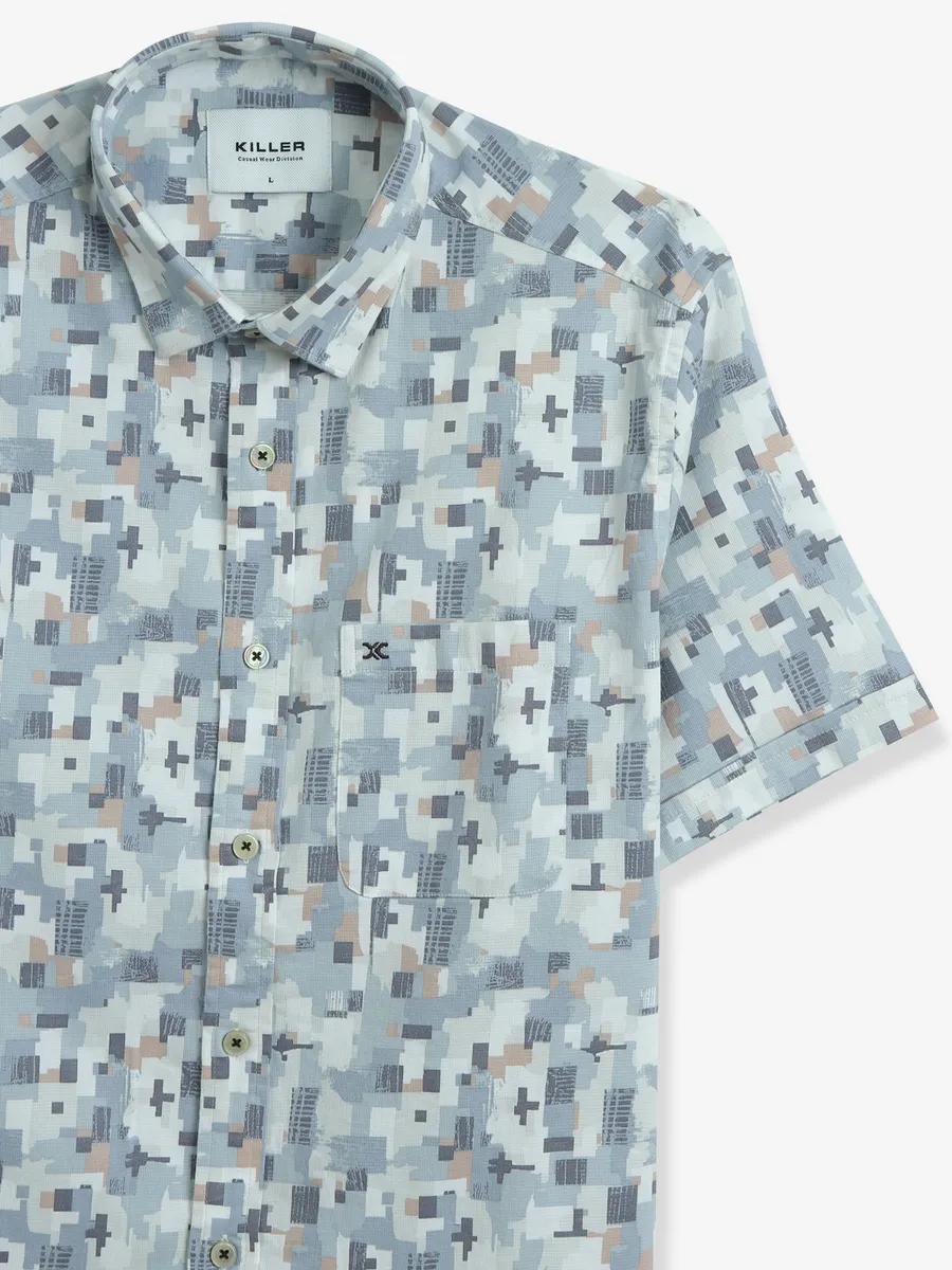 KILLER printed grey cotton casual shirt