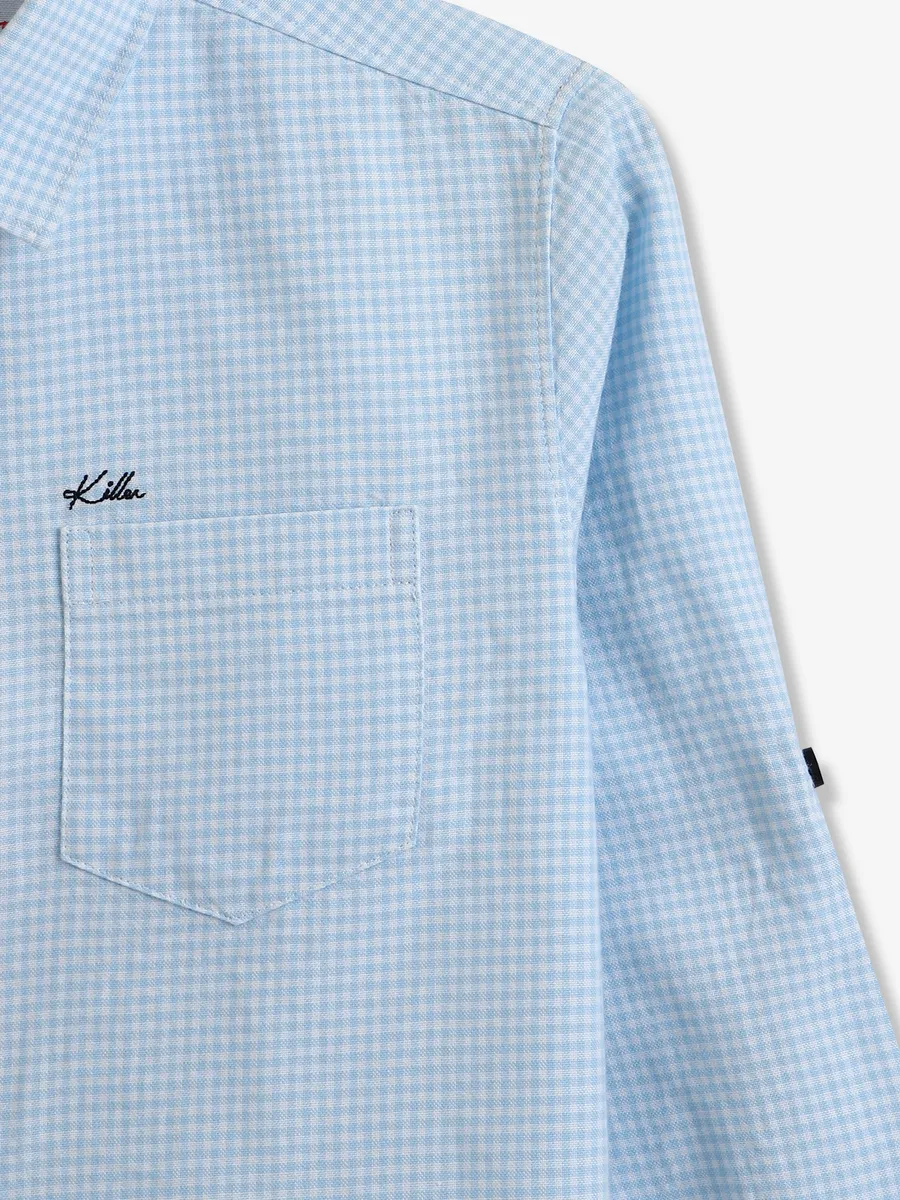 KILLER sky blue checks cotton shirt