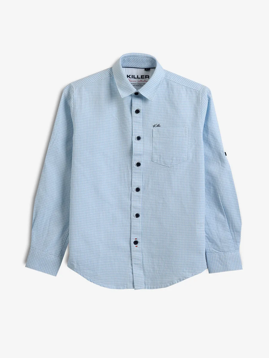 KILLER sky blue checks cotton shirt