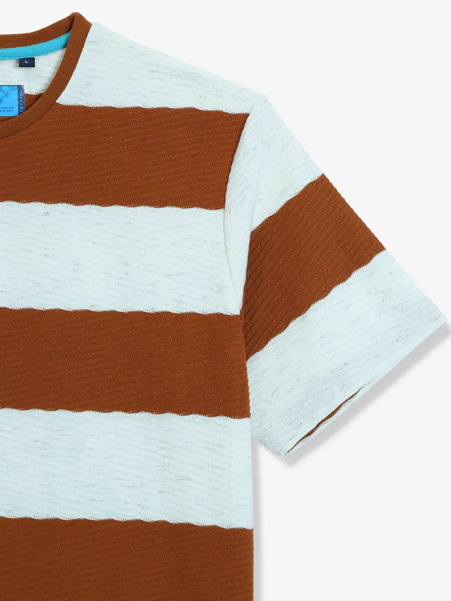 KILLER white and brown stripe casual t-shirt