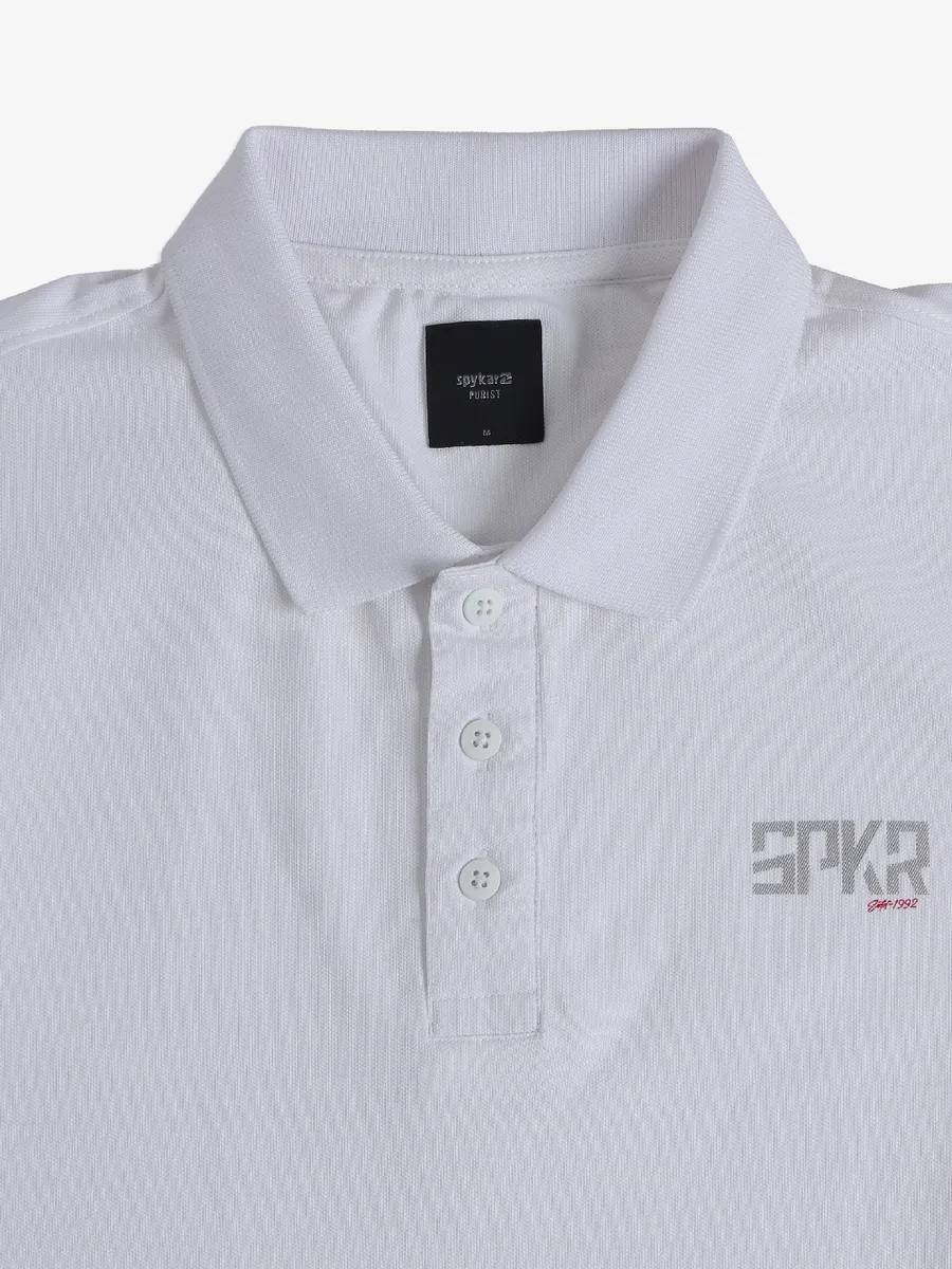 Spykar white plain half sleeves t-shirt