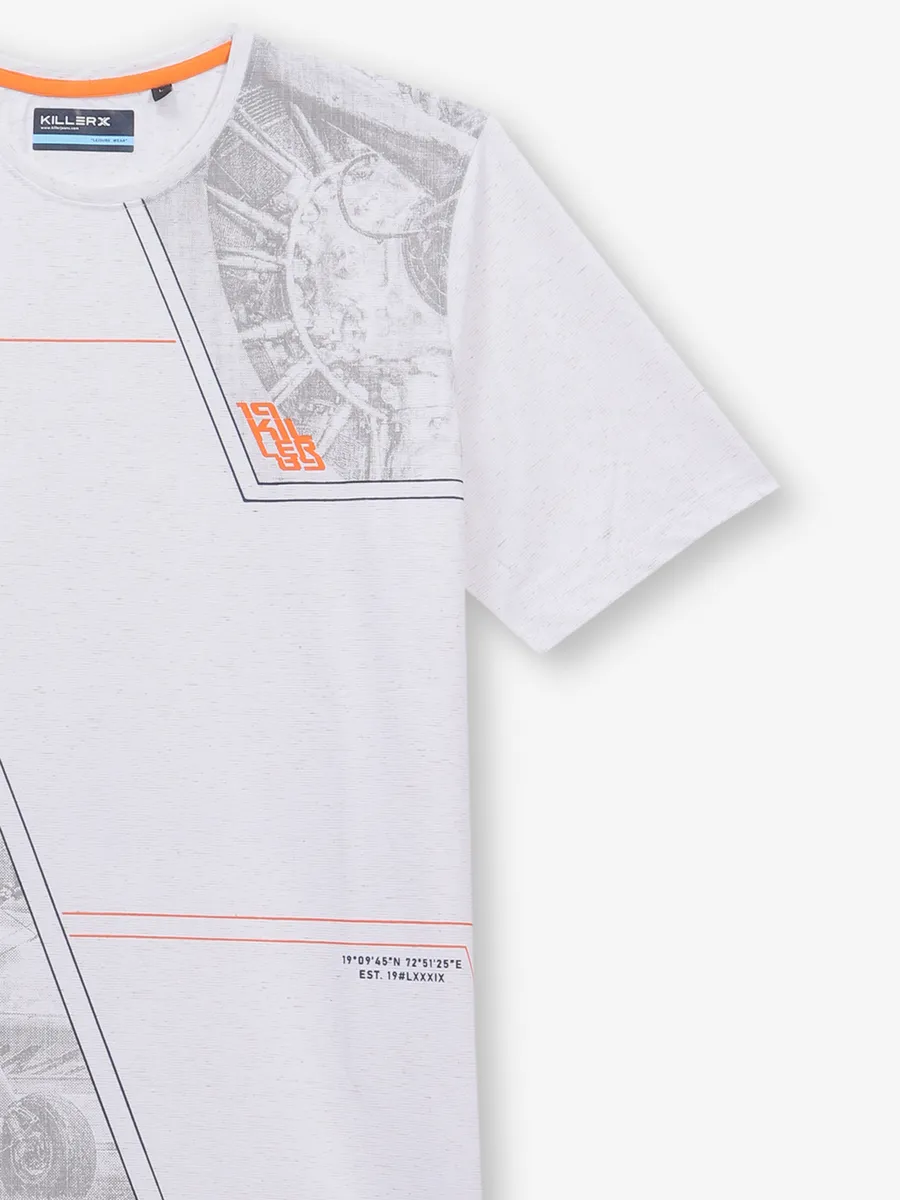 KILLER white printed casual cotton t-shirt for men