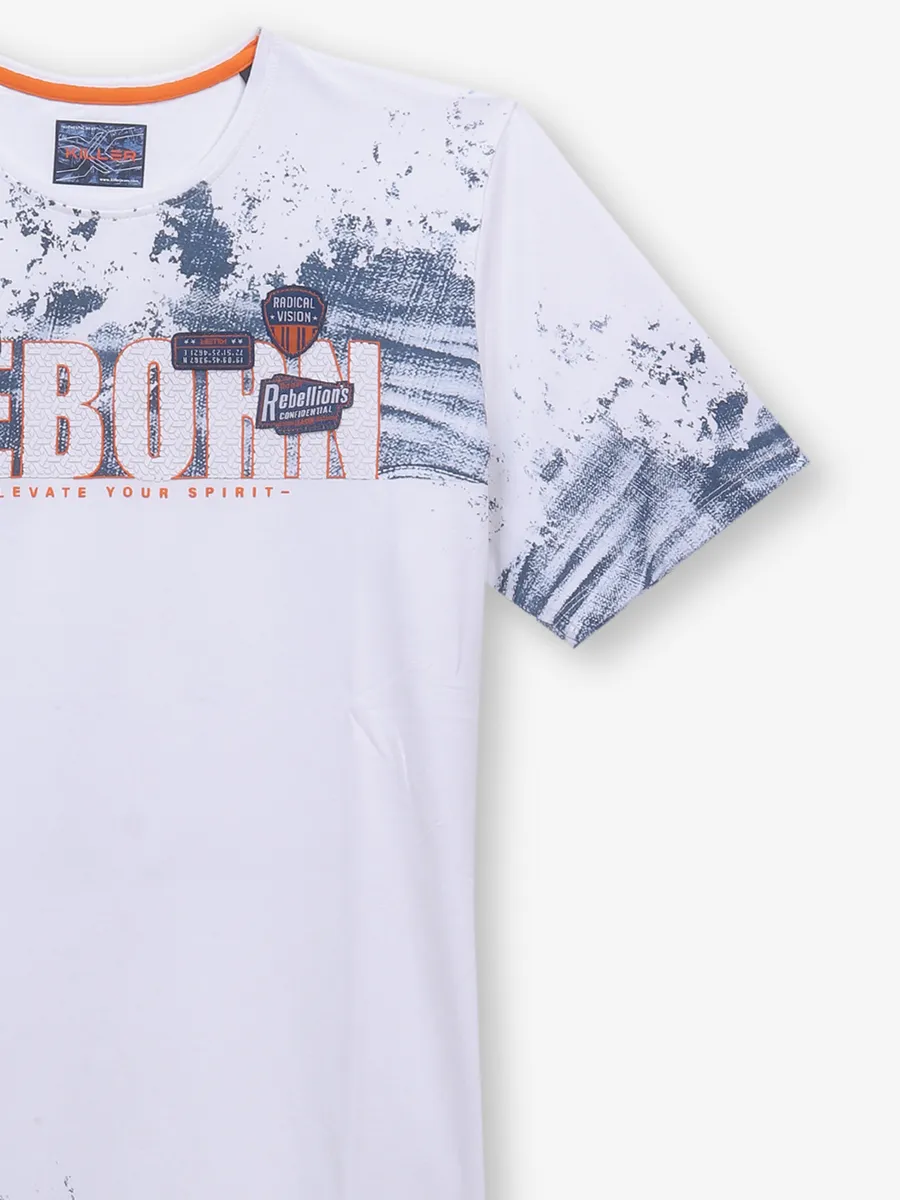 KILLER white printed cotton t-shirt for men