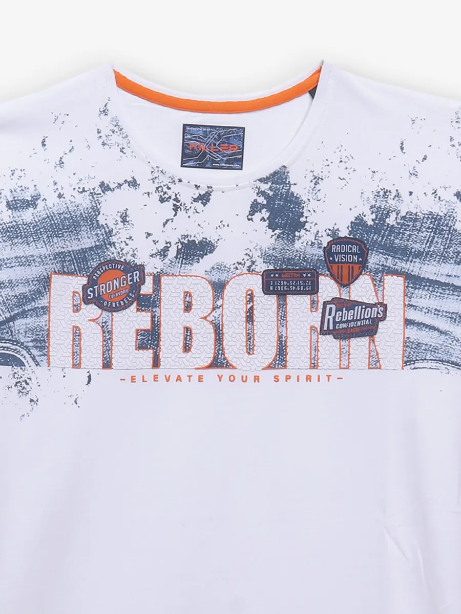 KILLER white printed cotton t-shirt for men