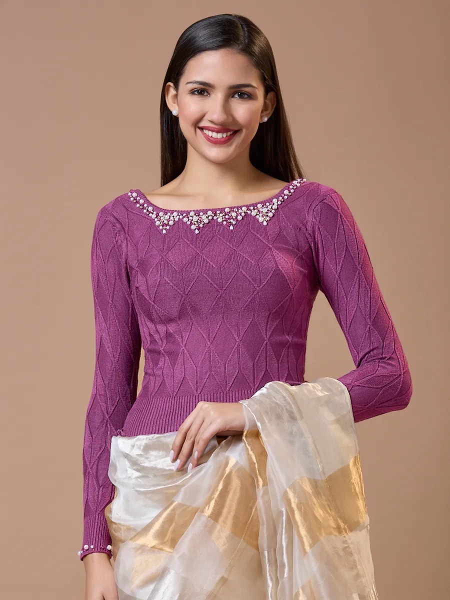 Purple Ready to Wear Hand Work Blouse main image 0