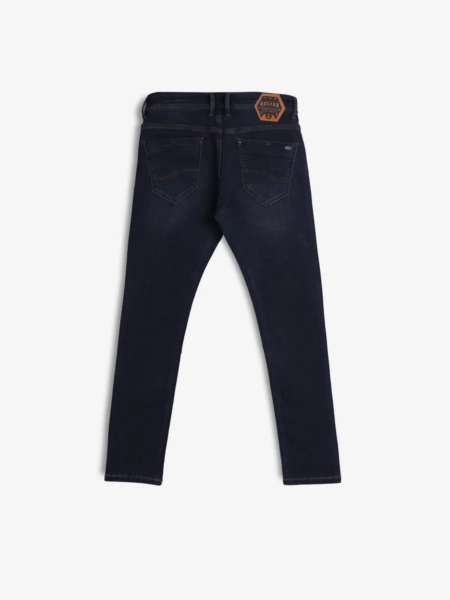 KOZZAK dark navy washed denim super skinny fit jeans