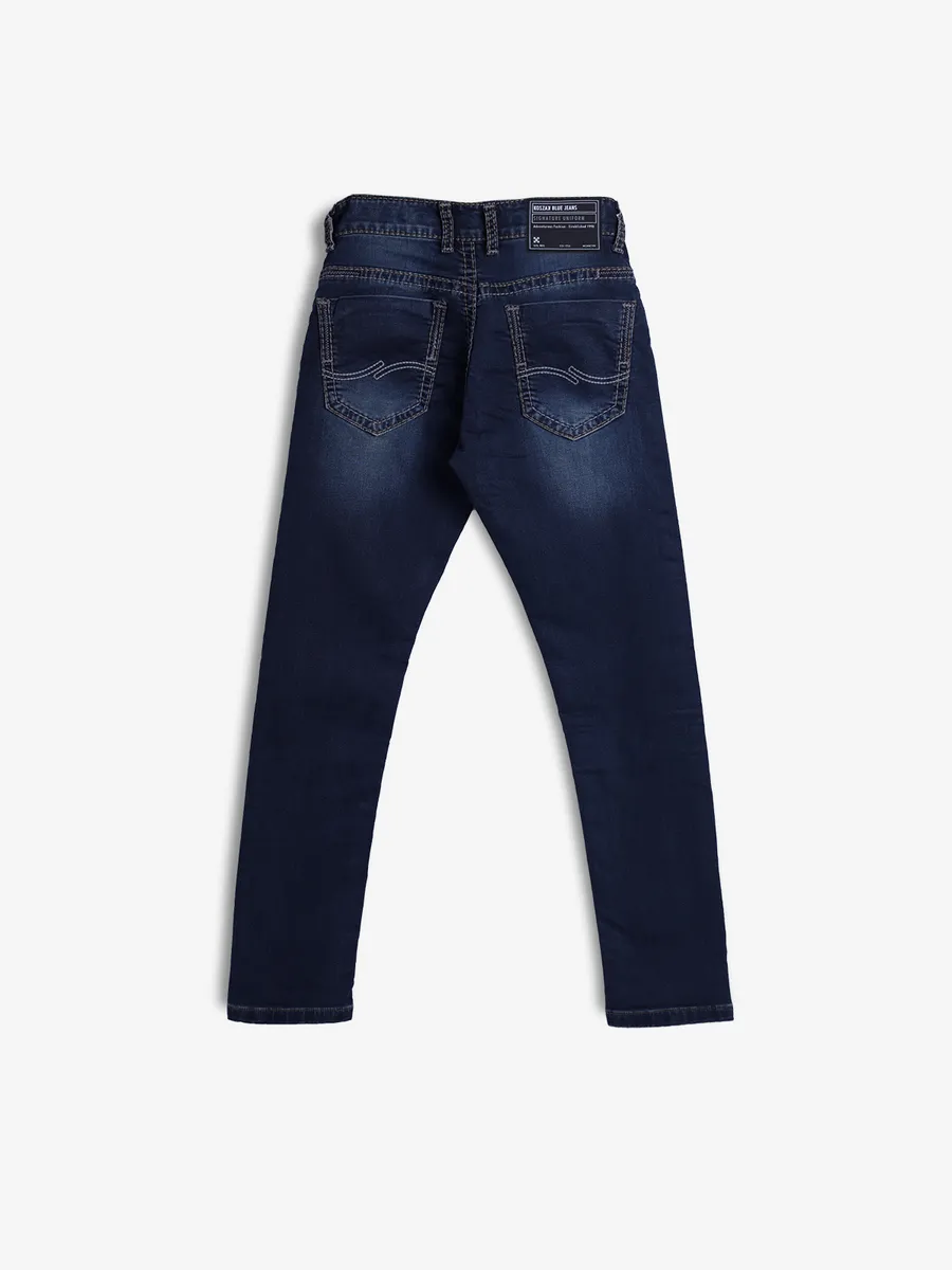 KOZZAK dark navy washed denim super skinny jeans