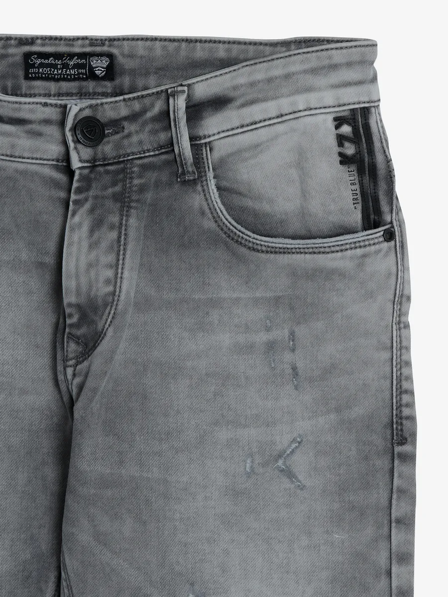Kozzak grey ripped super skinny jeans