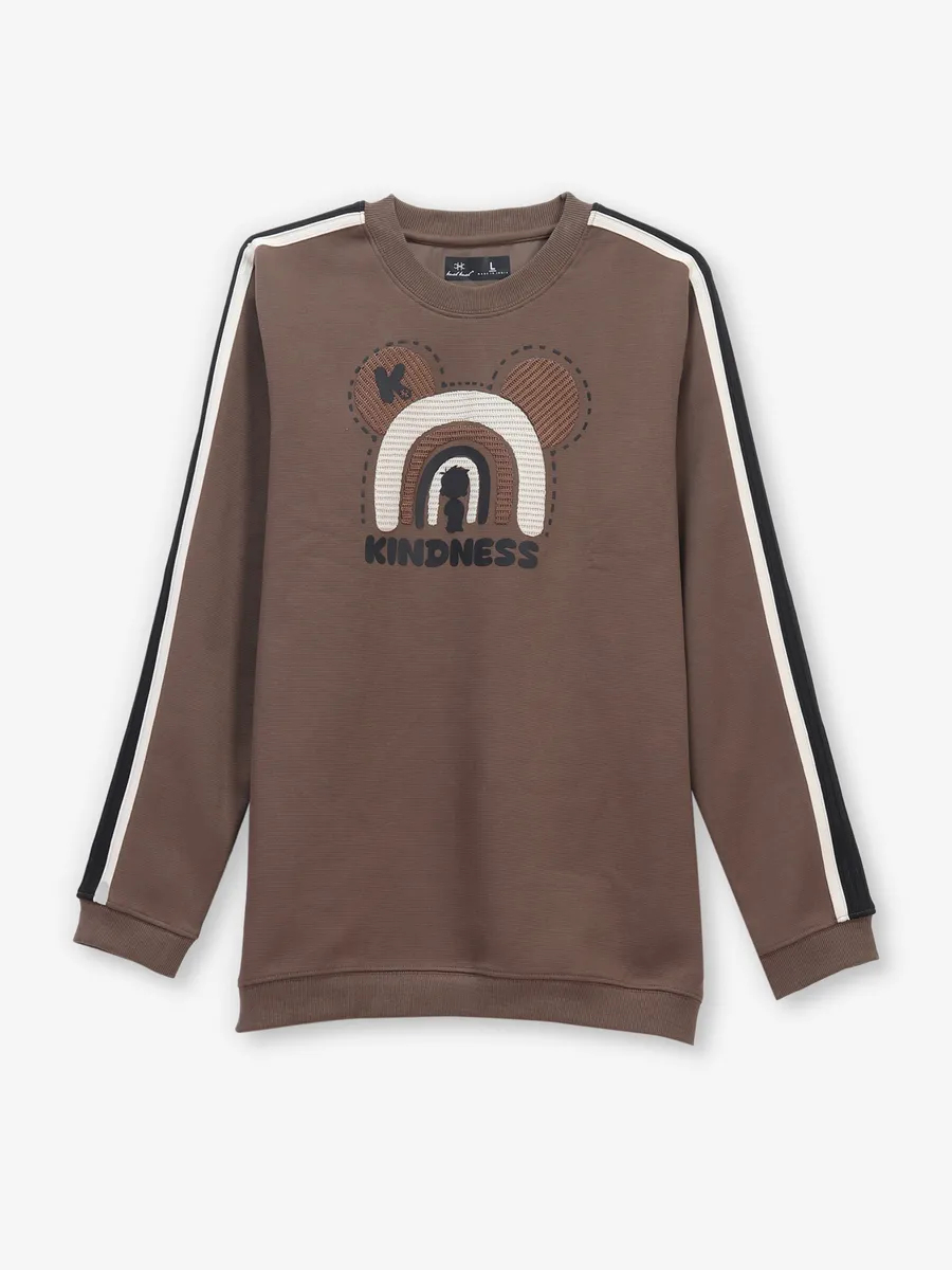 KUCH KUCH brown cotton t-shirt with full sleeves