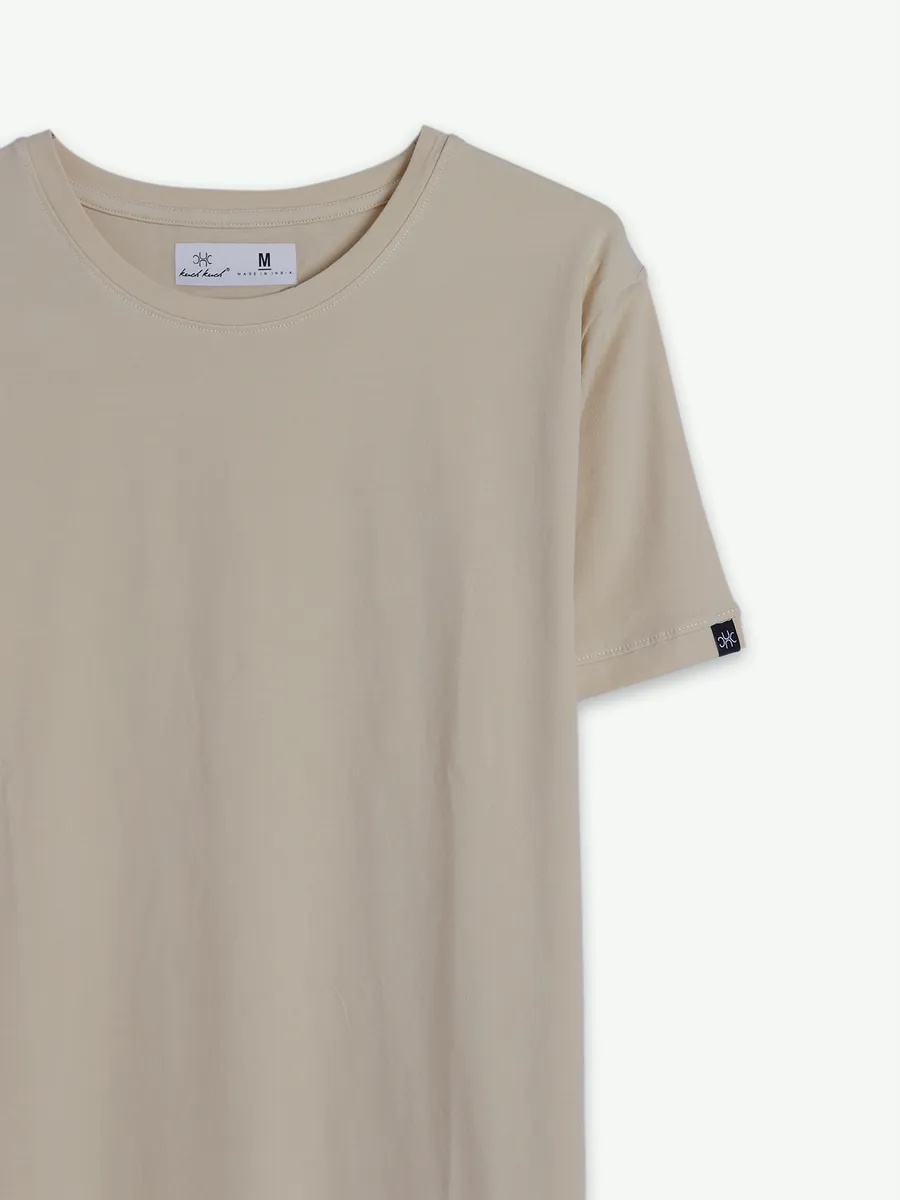 Kuch Kuch cotton plain beige t shirt