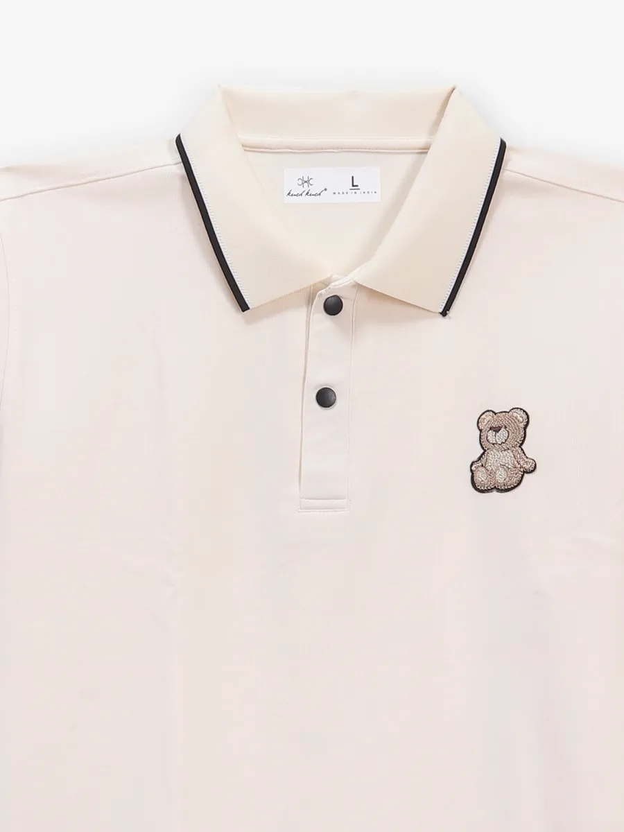 KUCH KUCH cotton plain cream t-shirt