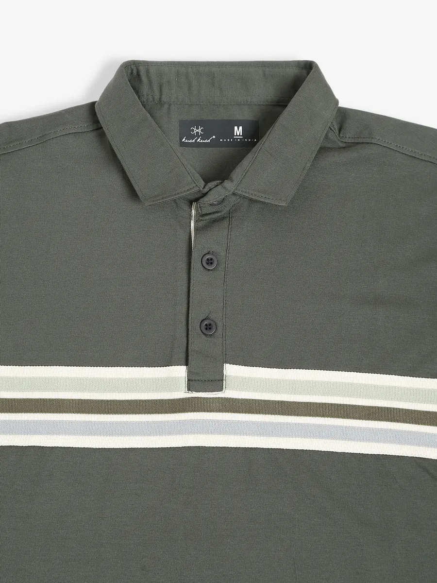 Kuch Kuch olive cotton polo t shirt