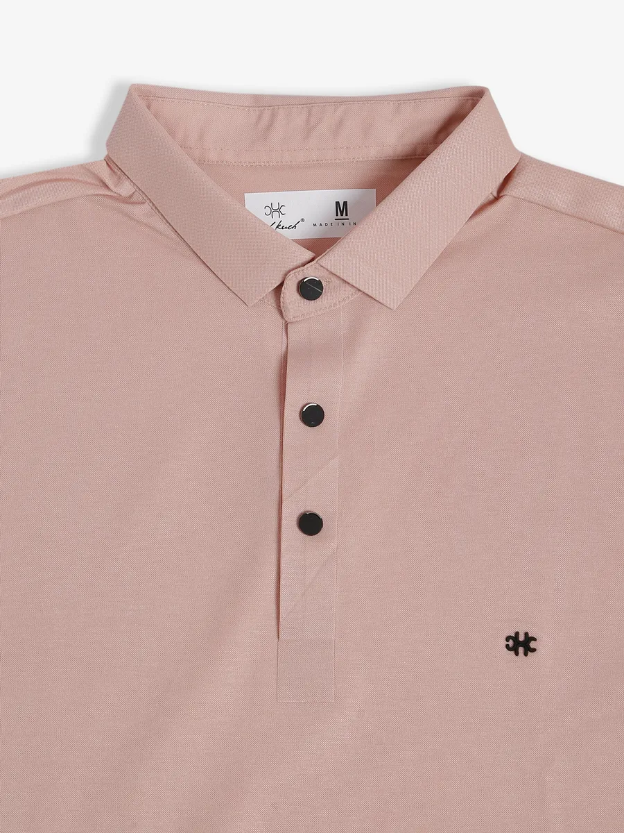 Kuch Kuch peach cotton plain t shirt