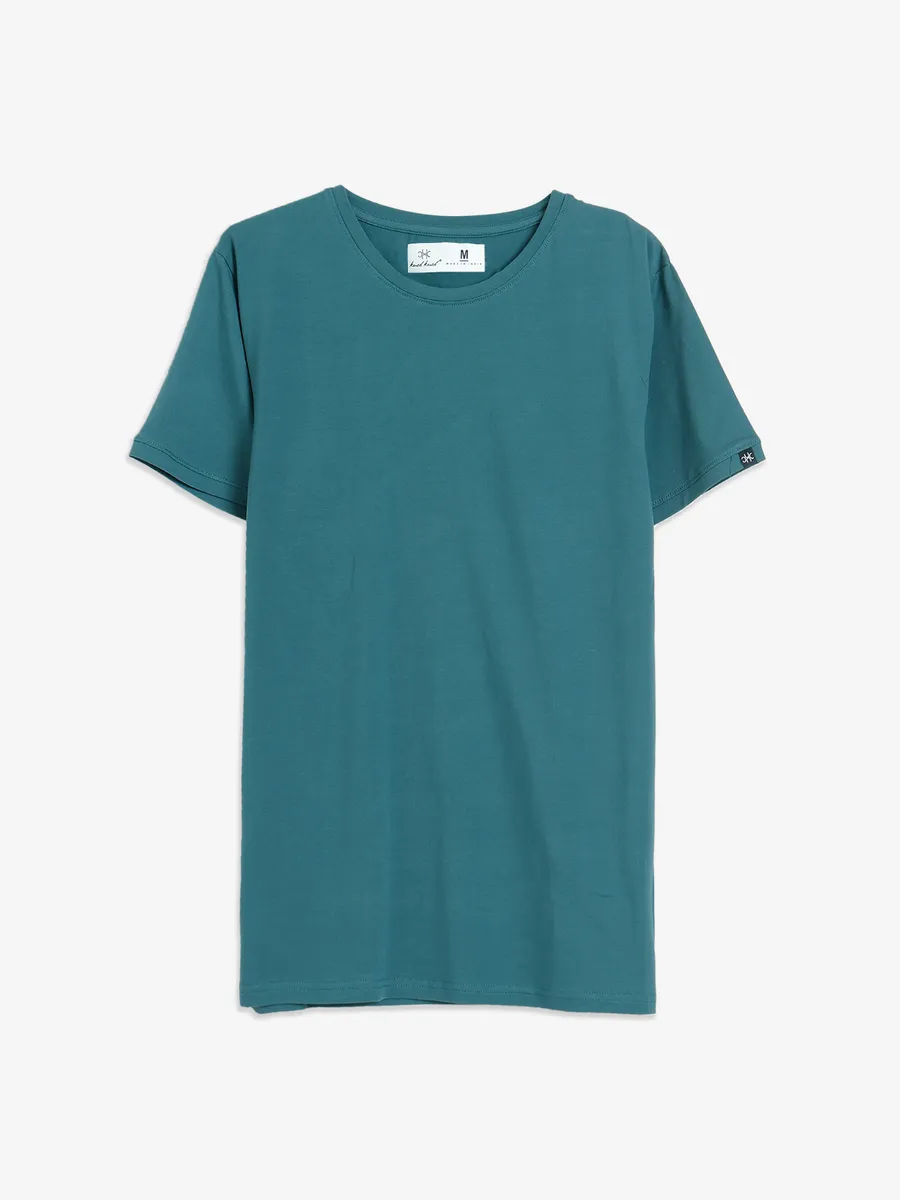 Kuch Kuch teal blue plain t shirt