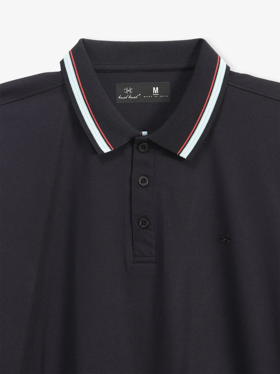 KUCHKUCH black plain casual cotton t-shirt