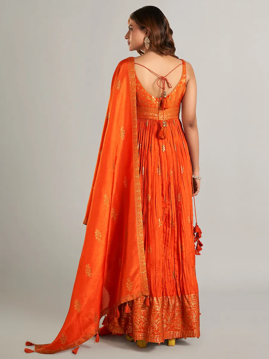 Latest orange silk anarkali suit