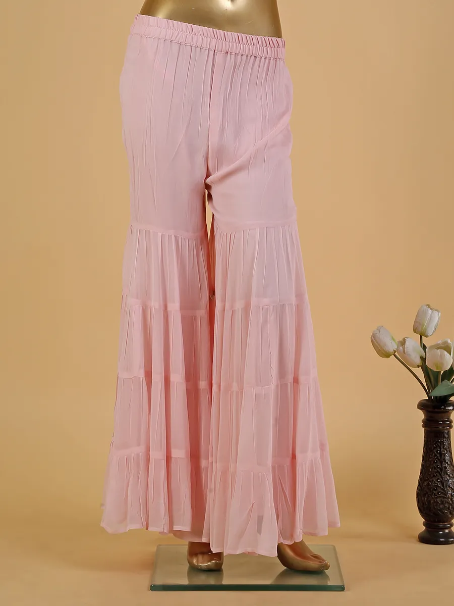 Latest baby pink silk sharara set