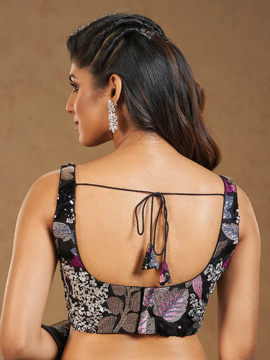 Latest black embroidery blouse