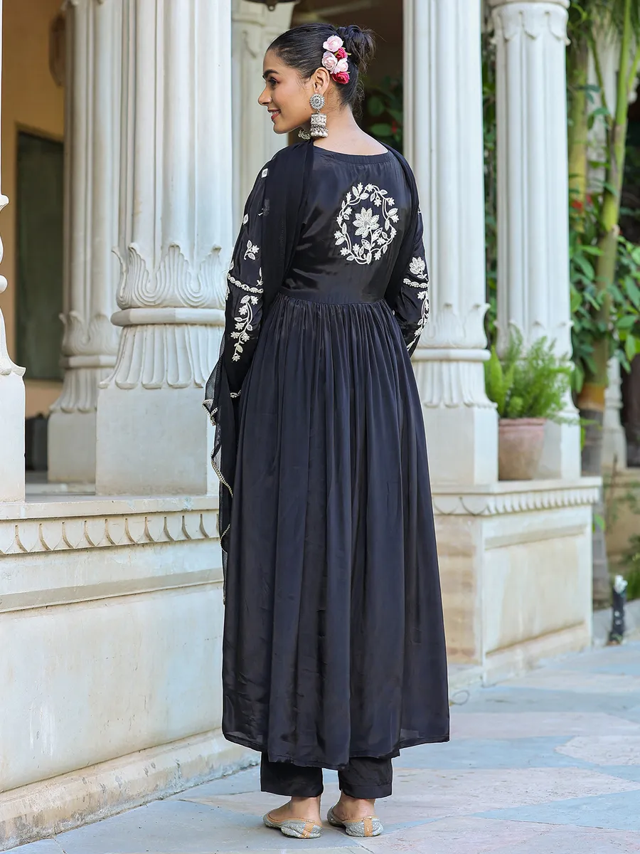 Latest black silk kurti set with dupatta