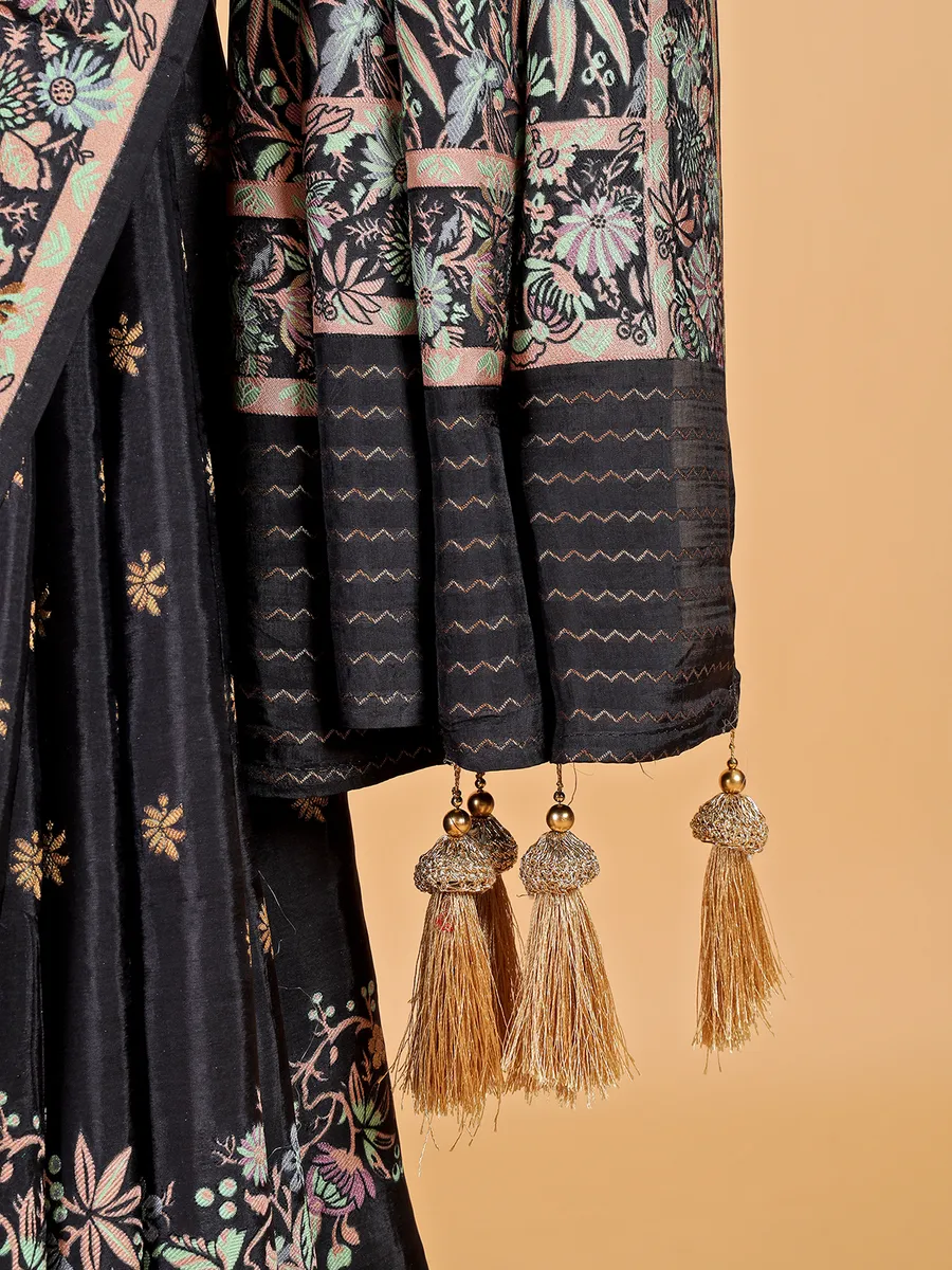 Latest black silk saree for festive