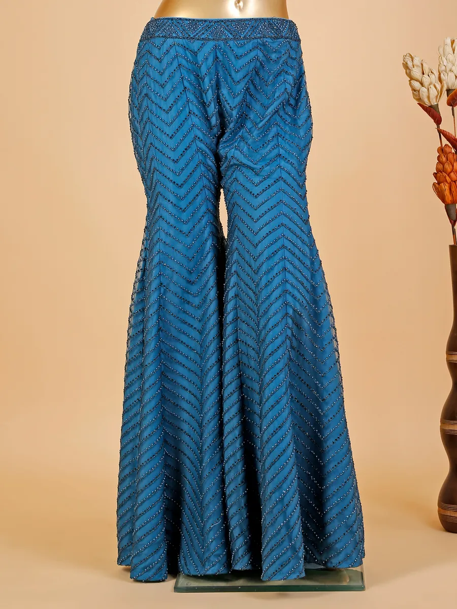 Latest blue net palazzo suit