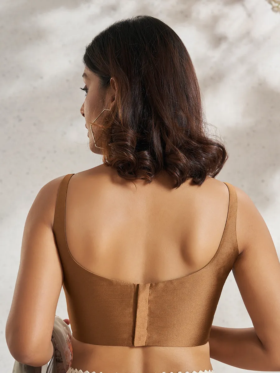Latest brown silk plain blouse