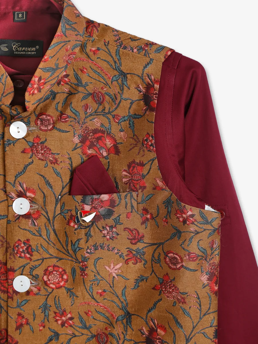 Latest brown silk waistcoat with shirt