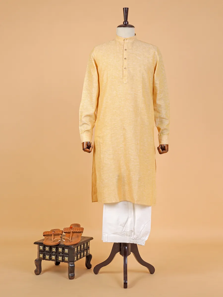 Latest cotton yellow plain  Men Kurta pajama