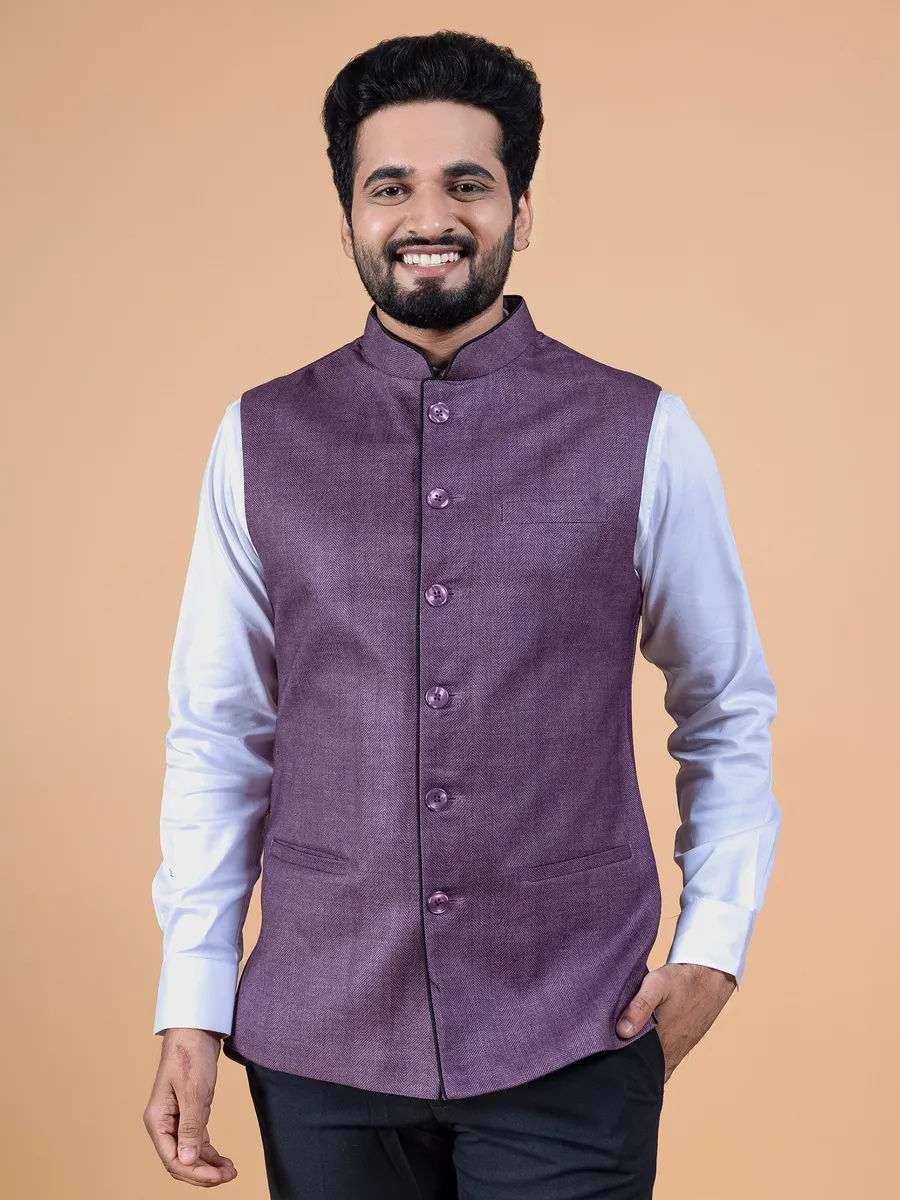 Latest dark purple jute silk waistcoat